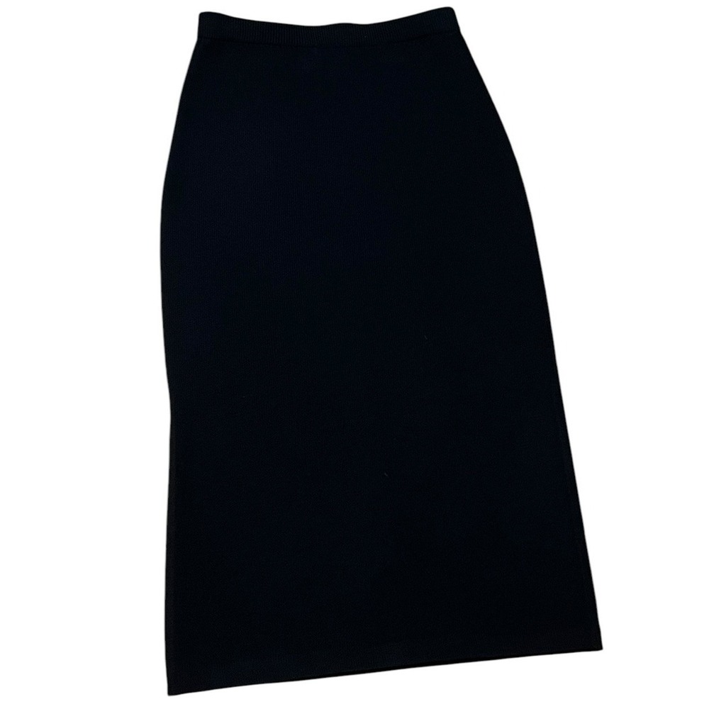 St. John Basics Santana Knit‎ Maxi Skirt Black Sz 4 Side Slit Evening